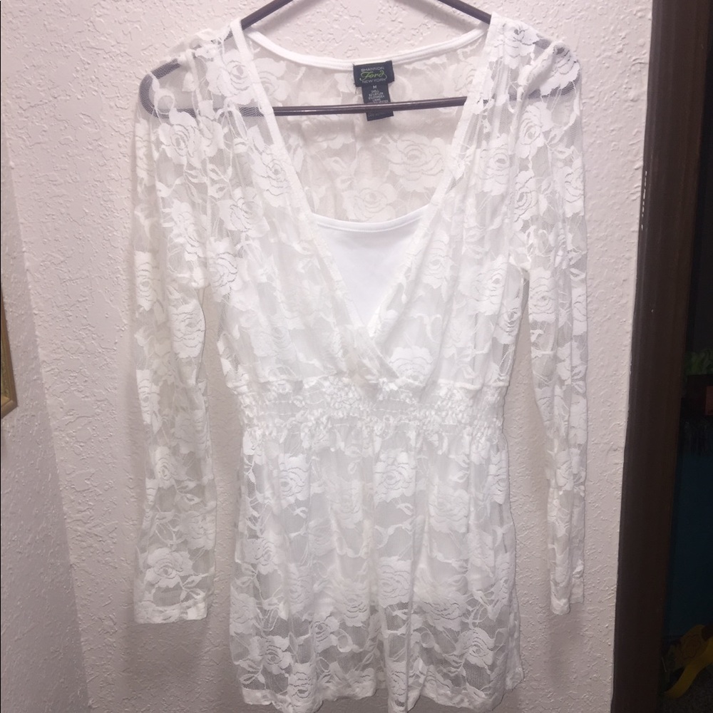Soft, lace blouse w/ tank attached
